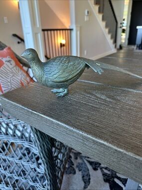 Penco brass pheasant home decor MCM 4x13 patina